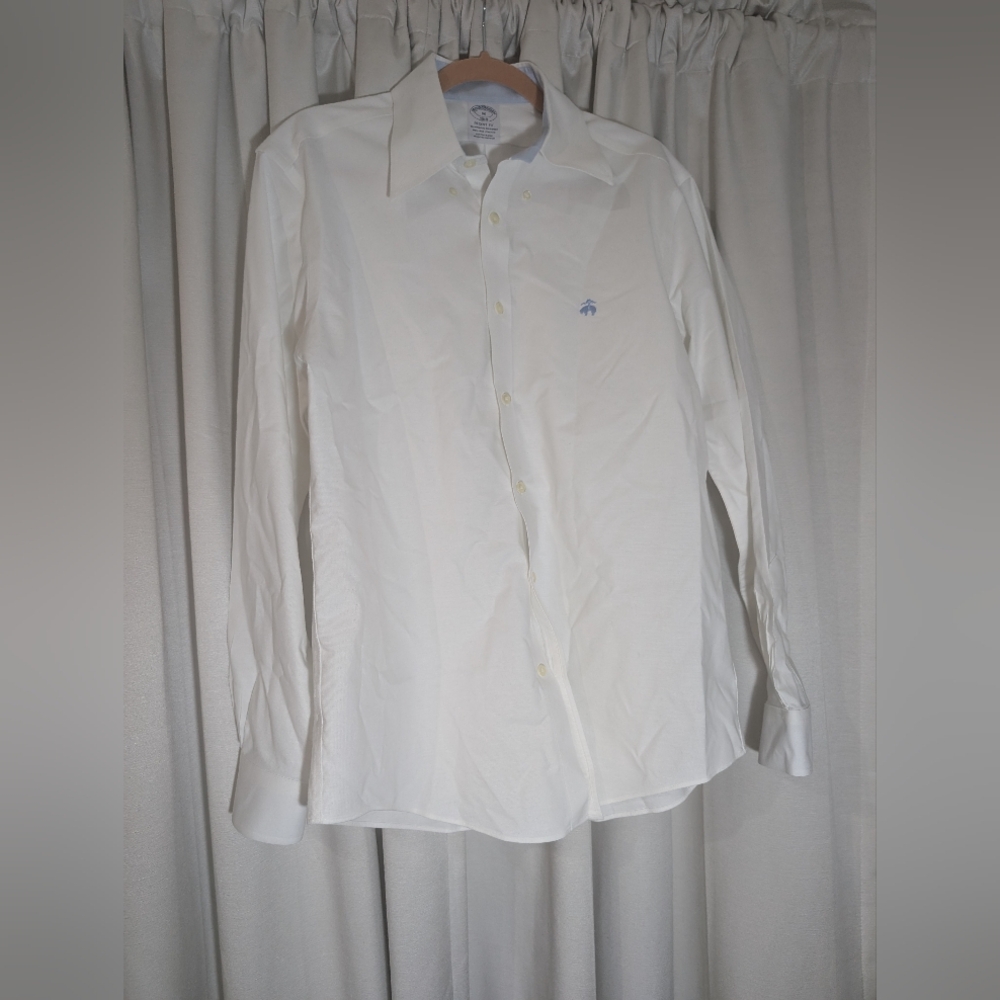 Brooks Brothers Ivory Dress Shirt with Blue Accent